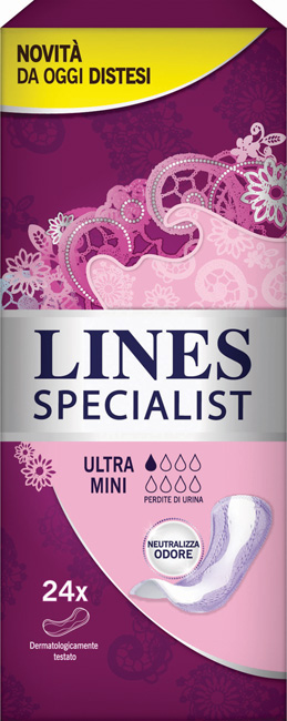 PANNOLONE SAGOMATO LINES SPECIALIST ULTRAMINI 24 PEZZI FARMA - goldeneffe.it