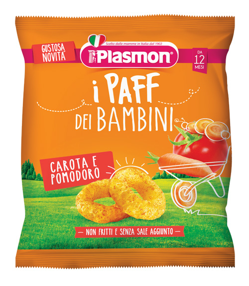 PLASMON DRY SNACK PAFF CAROTA POMODORO 15 G - goldeneffe.it