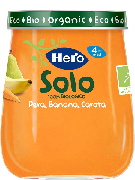 HERO BABY OMOGENEIZZATO PERA BANANA CAROTA 100% BIO 120 G - goldeneffe.it