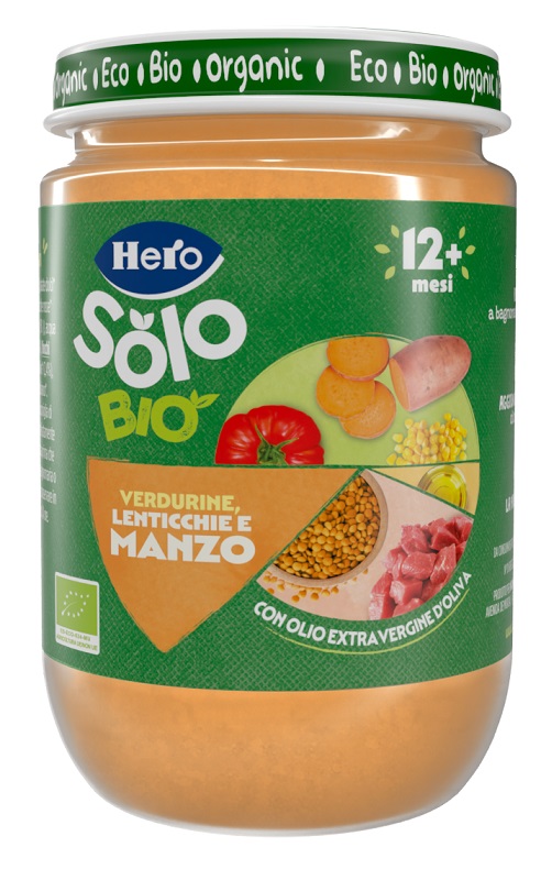 HERO SOLO OMOGENEIZZATO VERDURINE LENTICCHIE MANZO 100% BIO 190 G - goldeneffe.it