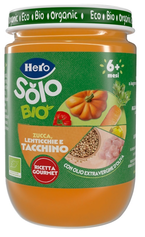 HERO SOLO OMOGENEIZZATO ZUCCHINE LENTICCHIE TACCHINO 100% BIO 190G - goldeneffe.it