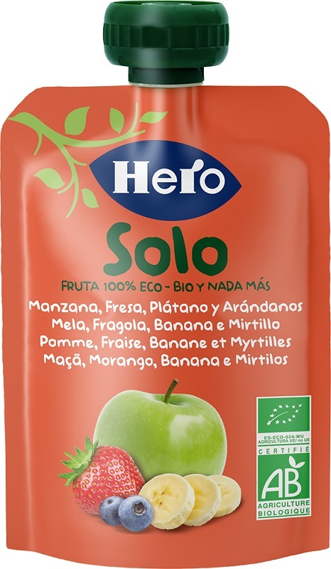 HERO SOLO FRUTTA FRULLATA 100% BIO MELA BANANA FRAGOLA 100 G - goldeneffe.it