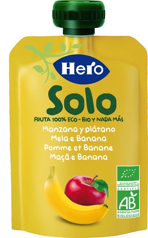 HERO SOLO FRUTTA FRULLATA 100% BIO MELA/BANANA 100 G - goldeneffe.it