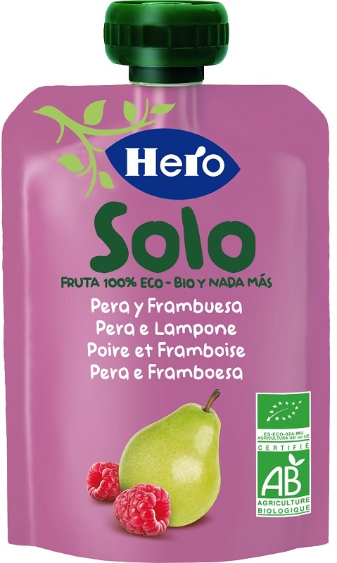 HERO SOLO FRUTTA FRULLATA 100% BIO PERA E LAMPONE 100 G - goldeneffe.it