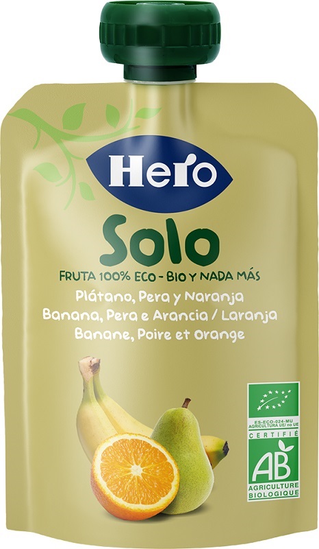 HERO SOLO FRUTTA FRULLATA 100% BIO BANANA PERA ARANCIA 100 G - goldeneffe.it