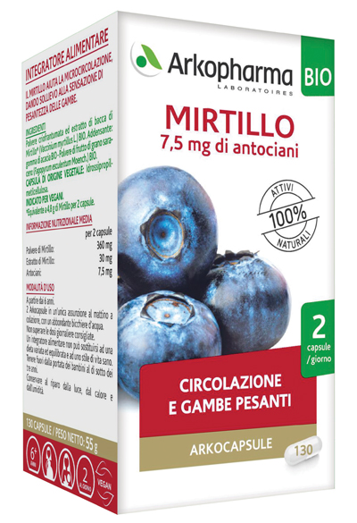 ARKOCAPSULE MIRTILLO BIO 40 CAPSULE - goldeneffe.it