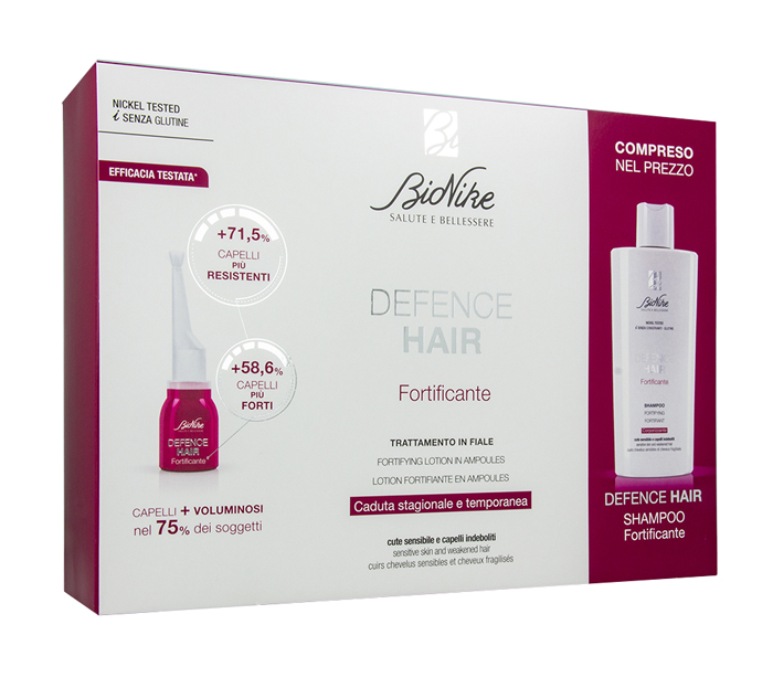 DEFENCE HAIR BIPACK RIDENSIFICANTE 21 FIALE 6 ML + SHAMPOO 200 ML - goldeneffe.it