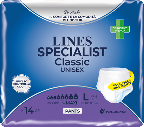 PANNOLONE A MUTANDA LINES SPECIALIST CLASSIC PANTS MAXI L 14 PEZZI - goldeneffe.it