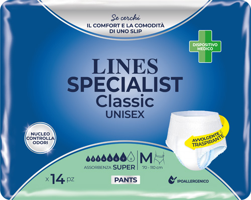 PANNOLONE A MUTANDA LINES SPECIALIST CLASSIC PANTS SUPER M 14 PEZZI - goldeneffe.it