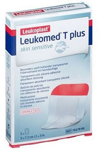 LEUKOMED T PLUS SKIN SENSITIVE MEDICAZIONE POST-OPERATORIA TRASPARENTE IMPERMEABILE CON MASSA ADESIVA AL SILICONE 5X7,2CM 5 PEZZI - goldeneffe.it