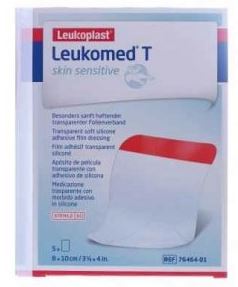LEUKOMED T PLUS SKIN SENSITIVE MEDICAZIONE POST-OPERATORIA TRASPARENTE MPERMEABILE CON MASSA ADESIVA AL SILICONE 8X10CM 5 PEZZI - goldeneffe.it