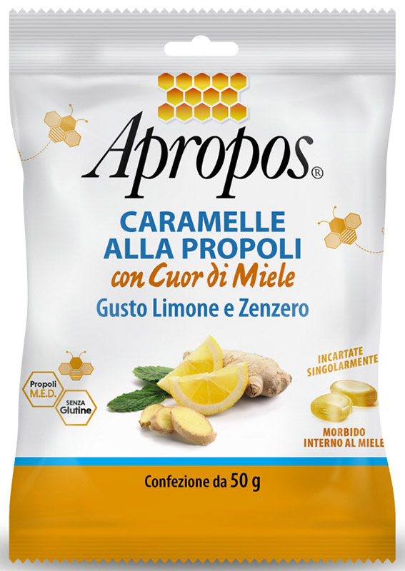 APROPOS CARAMELLE DURE LIMONE/ZENZERO CUOR DI MIELE 50 G - goldeneffe.it