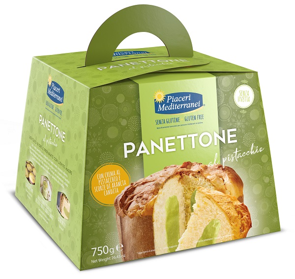 PIACERI MEDITERRANEI PANETTONE AL PISTACCHIO 750 G - goldeneffe.it