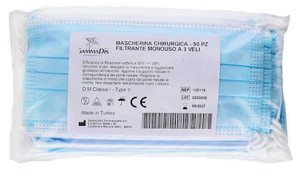 MASCHERINA CHIRURGICA 50 PEZZI GAMMADIS - goldeneffe.it