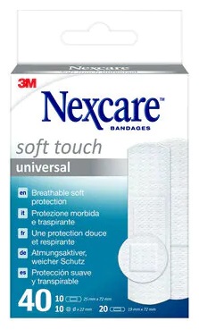 CEROTTO PREPARATO NEXCARE SOFT TOUCH UNIVERSAL 3 MISURE 20 CEROTTI 19X72MM + 10 CEROTTI 25X72MM + 10 CEROTTI TONDI 22,5 MM - goldeneffe.it