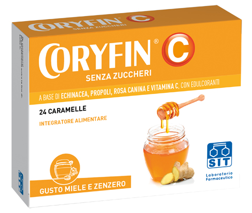 CORYFIN C SENZA ZUCCHERO MIELE ZENZERO 24 CARAMELLE - goldeneffe.it
