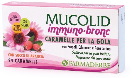 MUCOLID BRONC IMMUNO 24 CARAMELLE GUSTO ARANCIA - goldeneffe.it