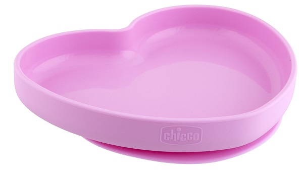 CHICCO PIATTO CUORE VENTOSA SILICONE ROSA - goldeneffe.it