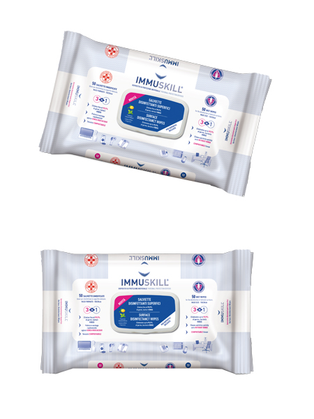 IMMUSKILL SALVIETTE DISINFETTANTI SUPERFICI 50 PEZZI - goldeneffe.it