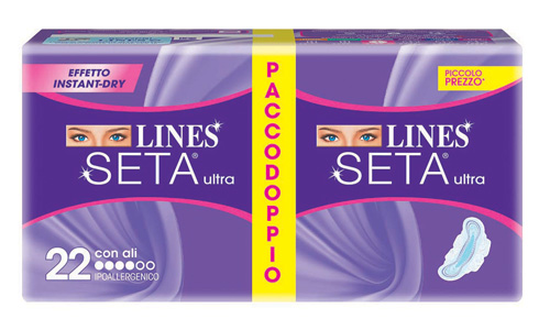 LINES SETA ULTRA ASSORBENTE CON ALI 22 PEZZI - goldeneffe.it