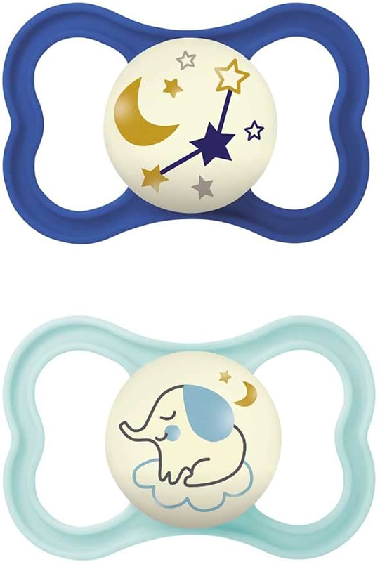 MAM AIR NIGHT SUCCHIETTO 16+ MESI SILICONE MASCHIO 2 PEZZI - goldeneffe.it