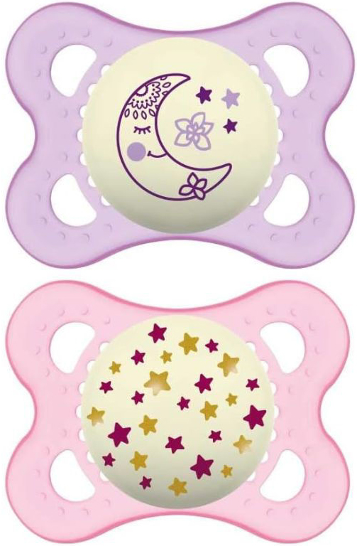MAM SUCCHIETTO ORIGINAL NIGHT 2-6 MESI SILICONE FEMMINA 2 PEZZI - goldeneffe.it