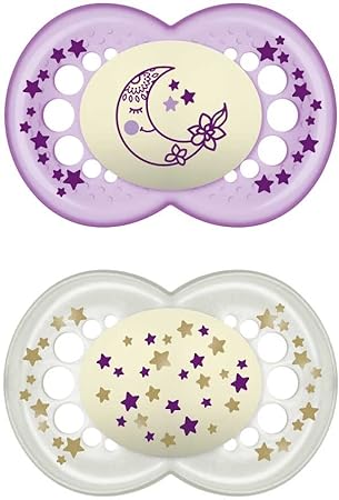 MAM SUCCHIETTO ORIGINAL NIGHT 6+ MESI SILICONE FEMMINA 2 PEZZI - goldeneffe.it