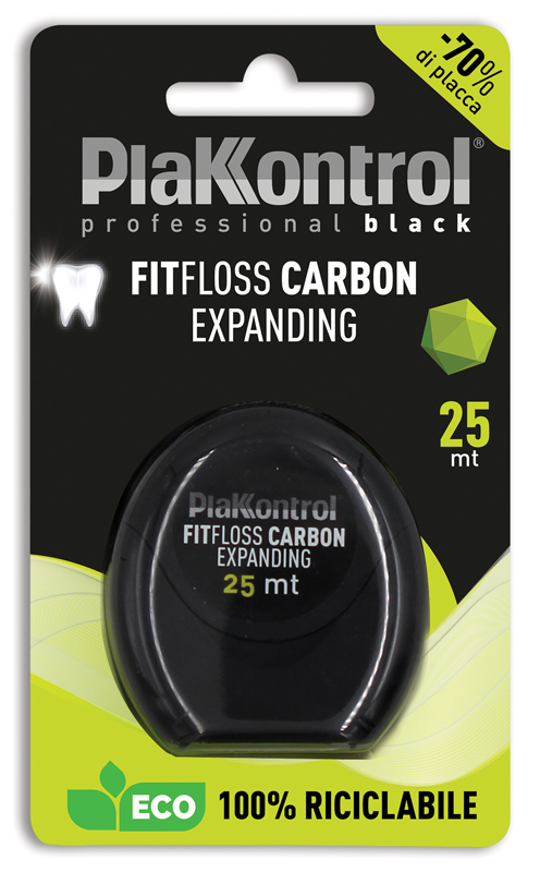 PLAKKONTROL PROFESSIONAL BLACK FITFLOSS CARBON EXPANDING FILO INTERDENTALE 25 METRI FRESH MINT - goldeneffe.it