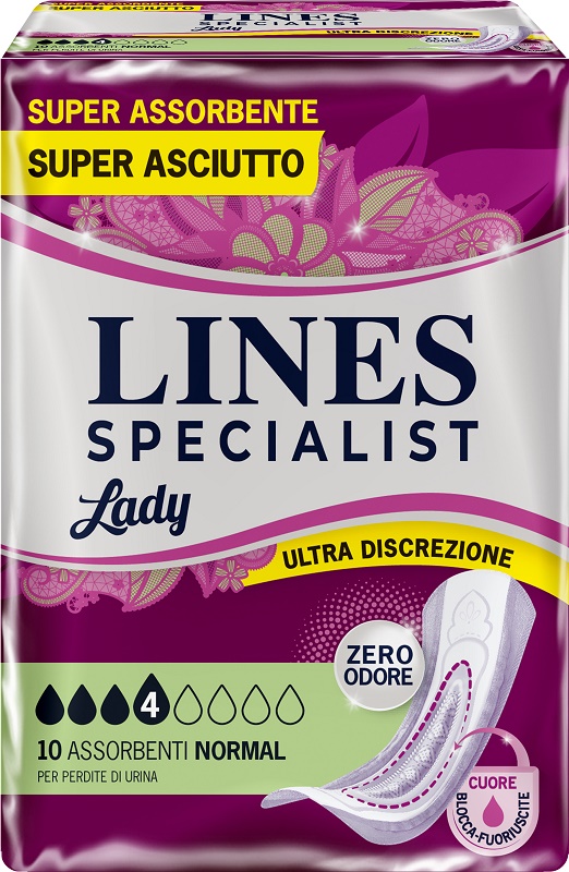 ASSORBENTI PER INCONTINENZA LINES SPECIALIST LADY NORMAL 10 PEZZI - goldeneffe.it