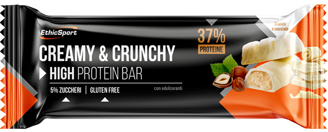 CREAMY&CRUNCHY BARRETTA PROTEICA BIANCO/NOCCIOLA 30 G - goldeneffe.it