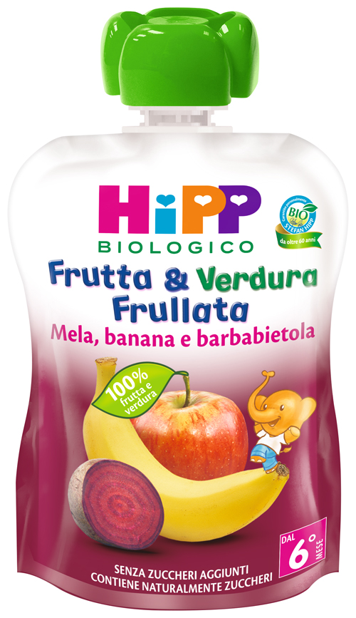 HIPP BIO FRUTTA & VERDURA MELA BANANA BARBABIETOLA 90 G - goldeneffe.it