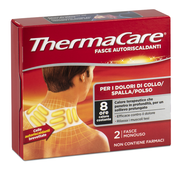 FASCE AUTORISCALDANTI A CALORE TERAPEUTICO THERMACARE COLLO/SPALLA/POLSO 2 PEZZI - goldeneffe.it