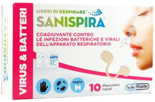 SANISPIRA VISUR & BATTERI FILTRO NASALE MEDIUM 10 PEZZI - goldeneffe.it