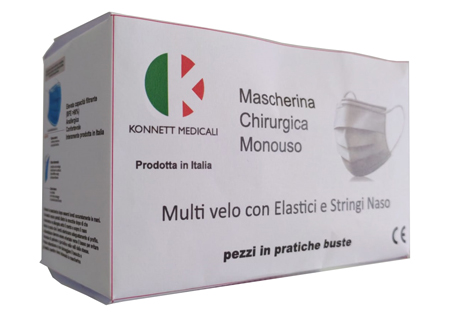 MASCHERINA CHIRURGICA MK 00F TIPO IIR 3 STRATI SMS 50 PEZZI - goldeneffe.it