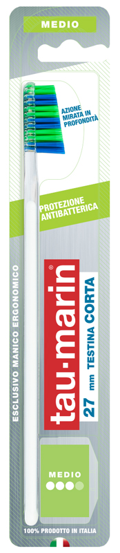 TAUMARIN PROFESSIONAL SPAZZOLINO 27 MEDIO TESTINA CORTA PROTEZIONE ANTIBATTERICA - goldeneffe.it