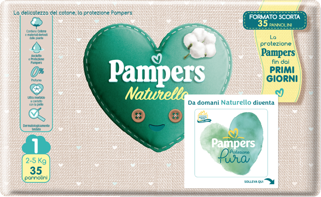 PANNOLINI PAMPERS PROTEZIONE PURA NATURELLO NEWBORN 35 PEZZI - goldeneffe.it