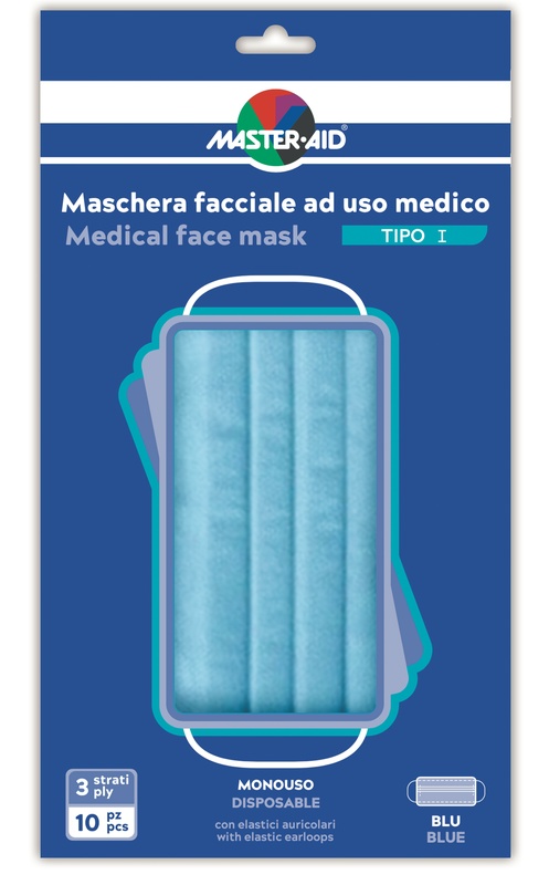 MASTER-AID MASCHERINA CHIRURGICA TIPO I MONOUSO 10 PEZZI - goldeneffe.it