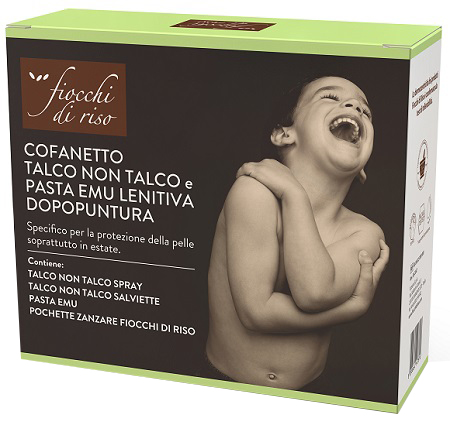 FIOCCHI DI RISO COFANETTO ZANZARE TALCO + PASTA EMU + TALCO NON TALCO SALVIETTE - goldeneffe.it
