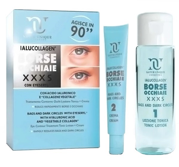 NATUR UNIQUE IALUCOLLAGEN BORSE E OCCHIAIE XXXS TONICO 10 ML + 30 ML - goldeneffe.it