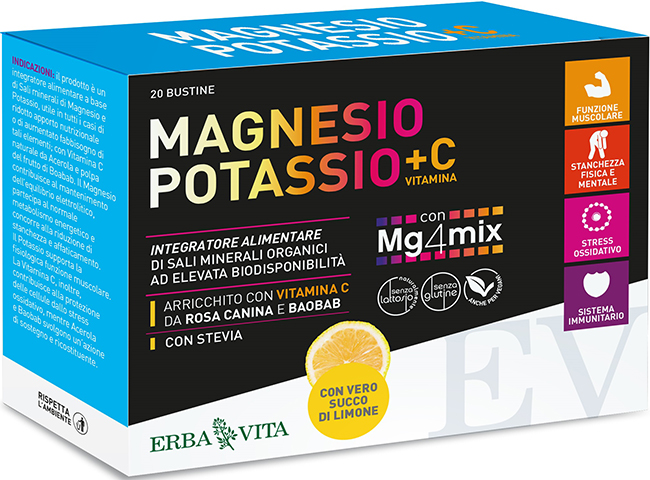 MAGNESIO POTASSIO +C VITAMINA GUSTO LIMONE 20 BUSTINE DA 3,8 G - goldeneffe.it