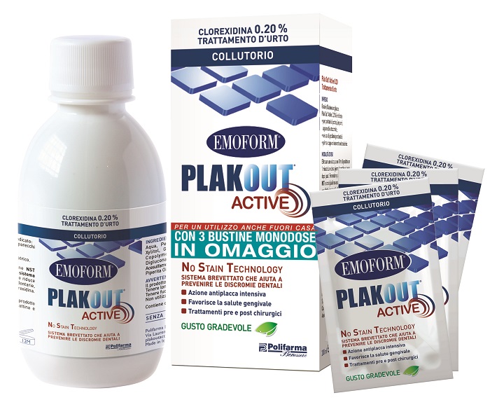 EMOFORM PLAK OUT ACTIVE 0,20% 200 ML + 3 BUSTE - goldeneffe.it