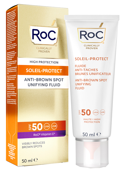 ROC FLUIDO SOLARE VISO SPF 50+ ANTIMACCHIE BRUNE  50 ML - goldeneffe.it