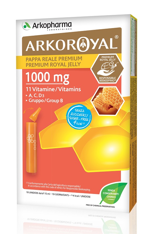 ARKOROYAL PAPPA REALE 1000 MG + VITAMINE SENZA ZUCCHERO 10 FIALE - goldeneffe.it