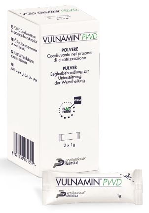 VULNAMIN PWD MEDICAZIONE INTERATTIVA IN POLVERE DI SODIO JALURONATO E AMINOACIDI 2 STICK PACK - goldeneffe.it