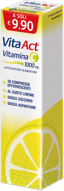 VITA ACT VITAMINA C 1000MG 20 COMPRESSE EFFERVESCENTI LIMONE - goldeneffe.it