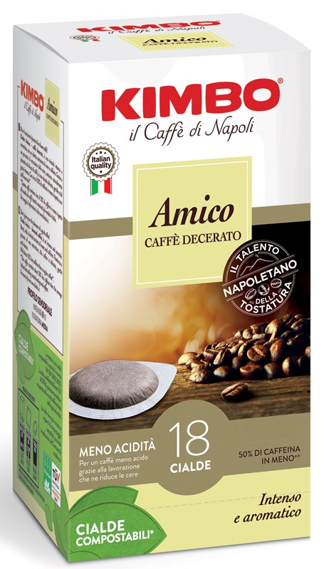 KIMBO AMICO CAFFE' TORREFATTO E DECERATO 18 CIALDE 7 G - goldeneffe.it