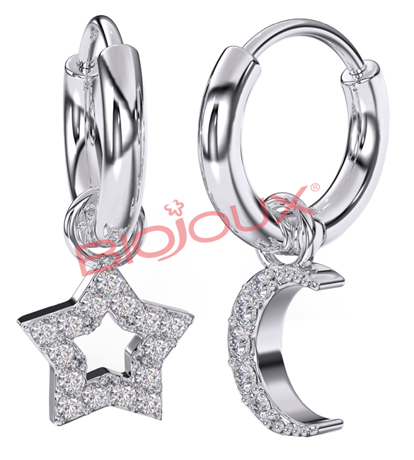 BJT228 ORECCHINO STAR&MOON HEART - goldeneffe.it