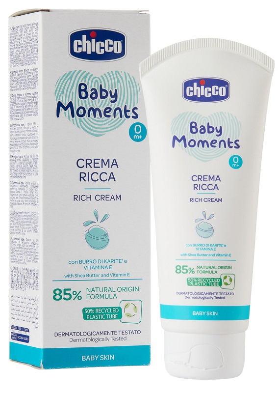 CHICCO BABY MOMENTS CREMA RICCA CON BURRO DI KARITE' E VITAMINA E 100 ML - goldeneffe.it