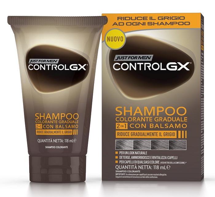 JUST FOR MEN CONTROL GX SHAMPOO COLORANTE GRADUALE 2 IN 1 CON BALSAMO 150 ML - goldeneffe.it