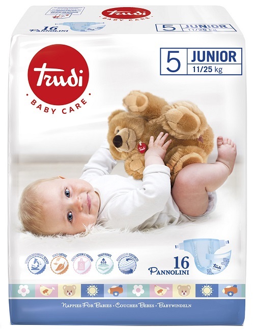 TRUDI BABY CARE PANNOLINO BAMBINI JUNIOR 11/25 KG 16 PEZZI - goldeneffe.it